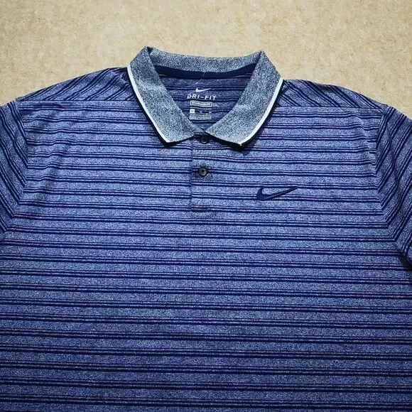 Nike Dri-Fit Blue Polo Classic Striped Shirt -U