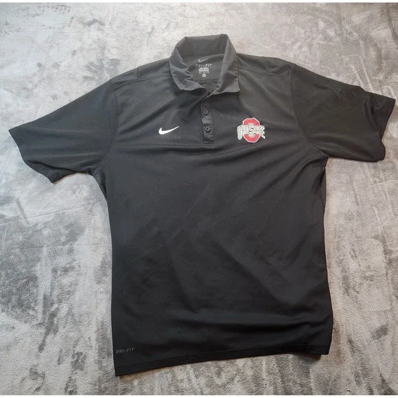 Nike Polo Mens Black XL Dri Fit Ohio State Buckeyes OSU Coaches Sideline