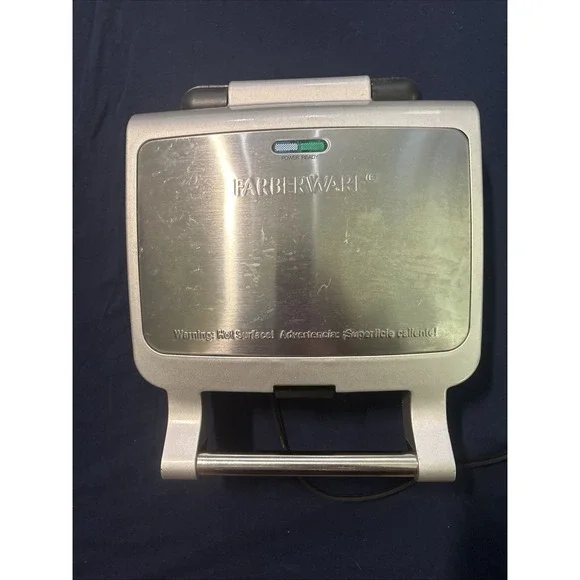 Farberware Silver Stainless Waffle Maker Nonstick Removable Plates S6218 EUC