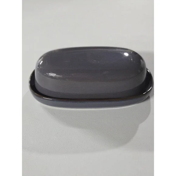Sango STONEWARE 1/4 Lb Covered Butter Dish Eggplant Kitchen Boho Purple/Blue