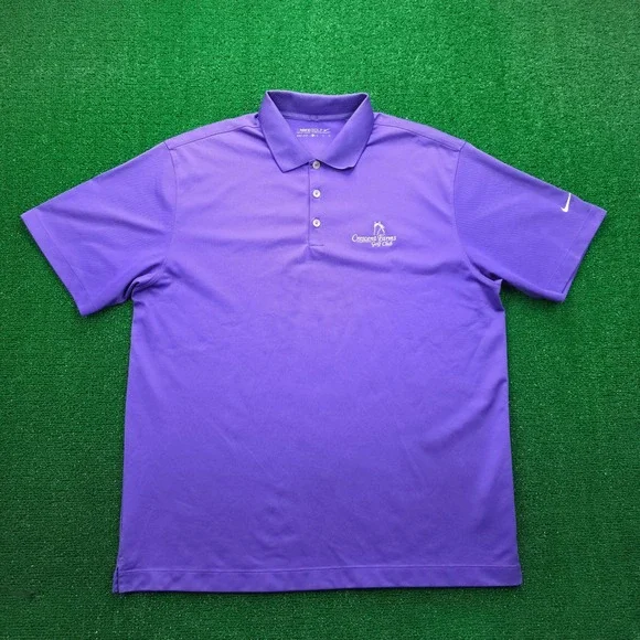 Nike Golf Dri Fit Performance Polo Shirt Mens XL Purple Crescent Farms Golf Club