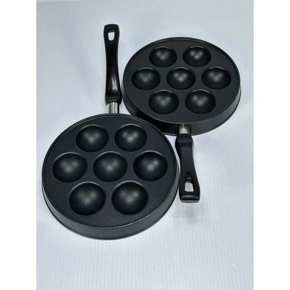 2 NORDIC WARE Ebelskiver Filled Pancake Pan 7 Cavities Spherical