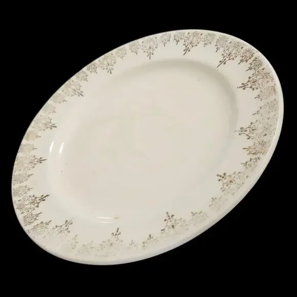 Universal Cambridge Canwood Ivory Bread Dessert Plate 22K Gold Trim Crazing