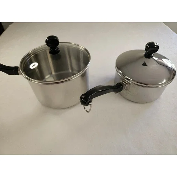 Farberware‎ Stainless Steel Saucepan Set 1QT and 2QT Pots with Lids 2 Piece