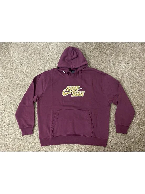 Nike Jumpman Cheetah Print Logo Maroon Pullover Hoodie Men’s Size XL New