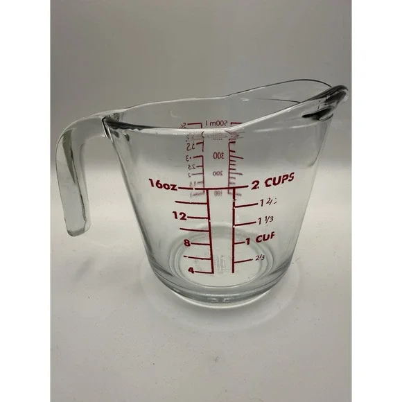 Anchor Hocking Fire King 2 Cup 16 Oz‎ Glass Measuring Cup Red Letters