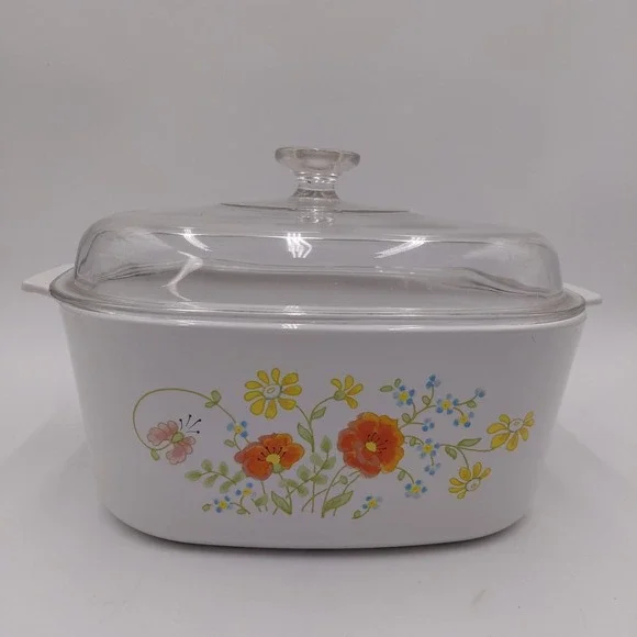 Corning Ware Wildflower Poppy A-5-B 5 QT Casserole & Lid PYREX Country Cottage
