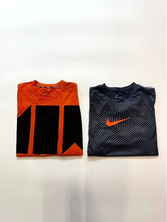Lot of 2 Nike Men’s XL Shirts Orange Graphic Tee Black Dri-FIT Soccer Top Gray