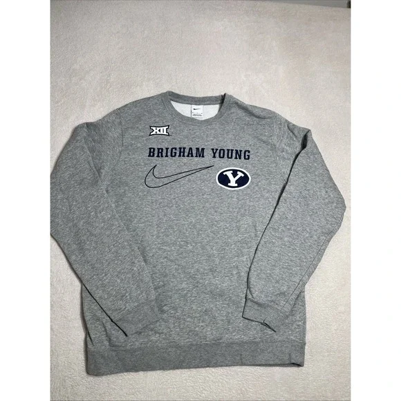 Nike VINTAGE XII Gray PulloverSweatshirt Brigham Young White Tag 1990's