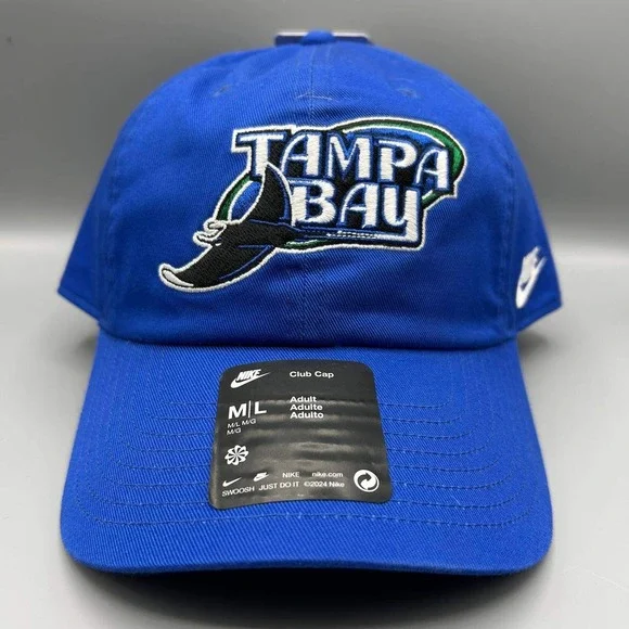 Tampa Bay Devil Rays x Nike Club Hat‎ Men M-L Blue Strap Back Cap Cotton New