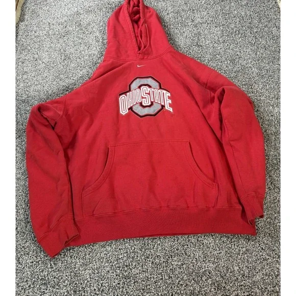 Vintage Y2K Ohio State Buckeyes Nike Therma-Fit Hoodie Men's Size XXL Red