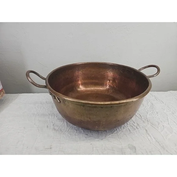 Antique Copper Candy Apple Butter Kettle Primitive Large Copper good 12.5in