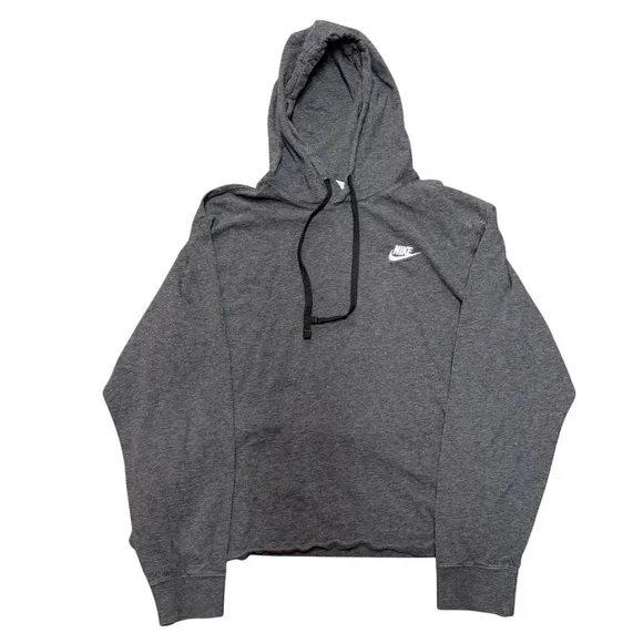 Nike Sportswear Mens Pullover Hoodie Charcoal Gray Embroidered Logo Size M