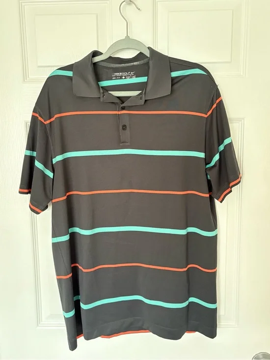 Nike Golf Dri-FIT Striped Performance Polo Shirt Men’s Large