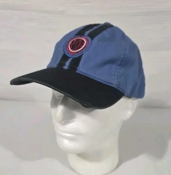 Vintage Nike Strapback Hat Blue Black Circle NIKE Logo Cap OSFA