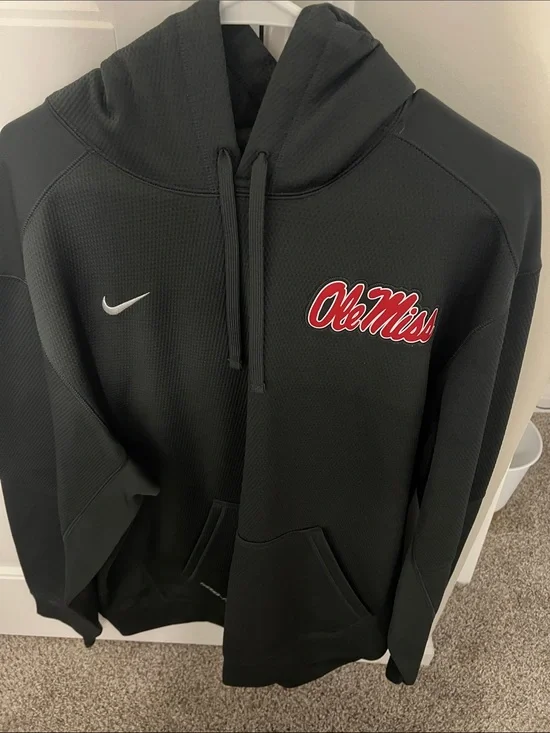 Nike Black Hoodie with Red & White Ole Miss Script