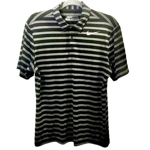 Nike Golf Dri-FIT Striped Polo Shirt - Standard Fit - Black/Grey - Small