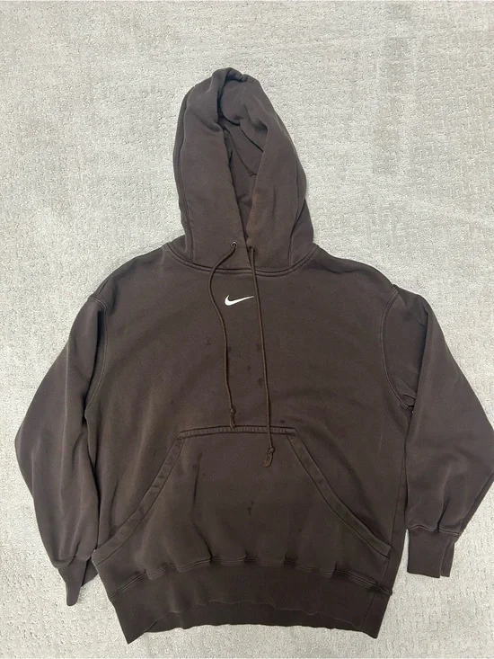Nike Brown Pullover Hoodie with White Swoosh