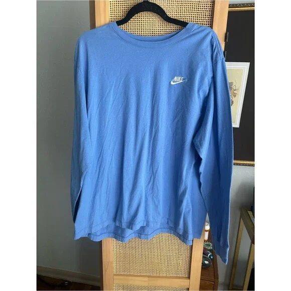 Nike Light Blue Long Sleeve Shirt with White Swoosh
