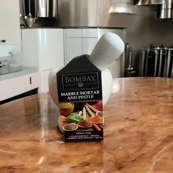 Bombay Natural White Marble Mortar Pestle Set 4