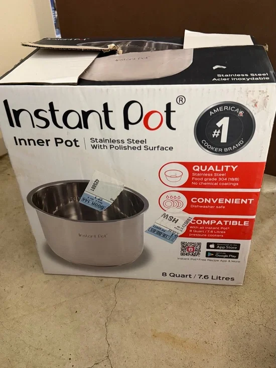 Stainless Steel Inner Instant Pot - Silver New in packaging 8qt