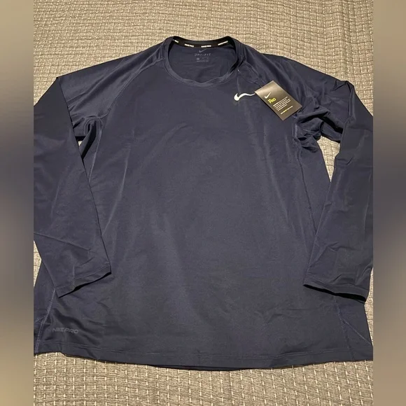 Nike Dri Fit Base Layer Long Sleeve Shirt Adult XL Navy New