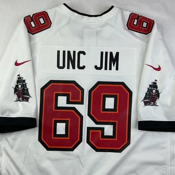 Nike NFL Tampa Bay Buccaneers Custom UNC JIM 69 Jersey Mens XL White 67NM-8B