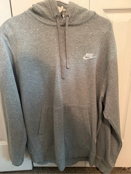 Nike Gray Heather Pullover Hoodie with White Swoosh