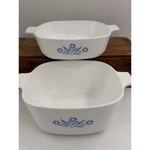 Vintage Corning Ware Blue Cornflower P-1-B One QT & P-1‎ 3/4-B 1 3/4 QT No Lids