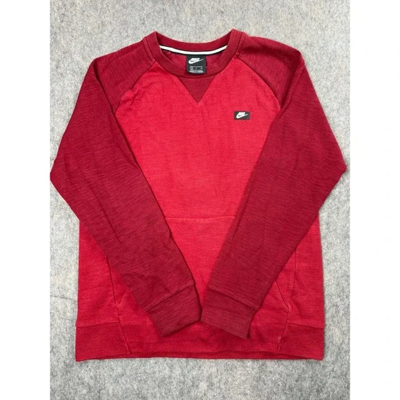 Nike Mens Red Two Tone Raglan Crewneck Sweatshirt Kangaroo Pocket Small