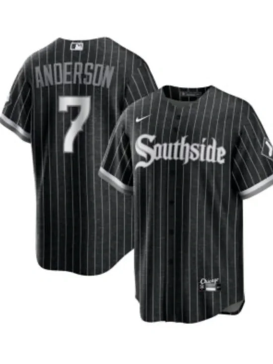 Chicago White Sox Southside Pinstripe Baseball Jersey - Black & White