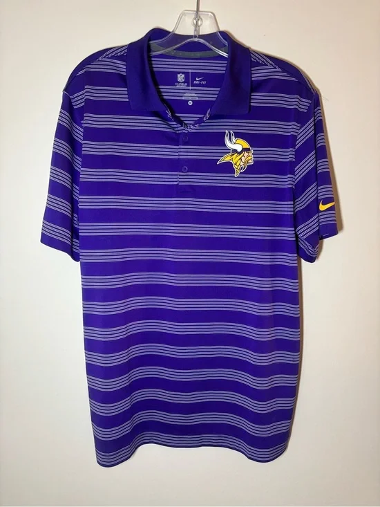 Nike Purple Striped Minnasota Vikings Golf Polo
