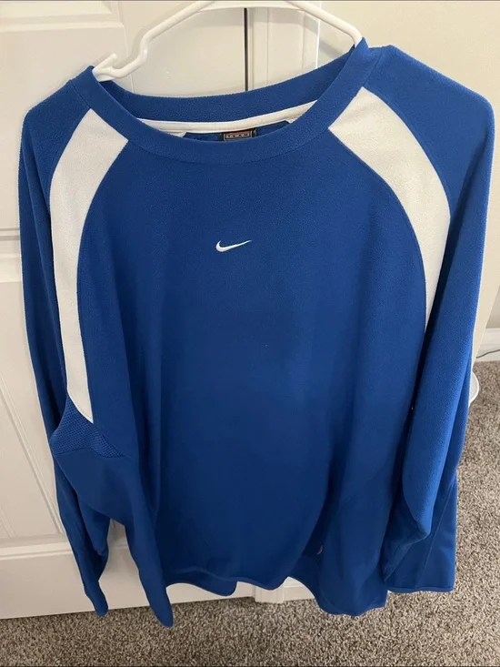 Nike Royal Blue and White Long Sleeve Crew