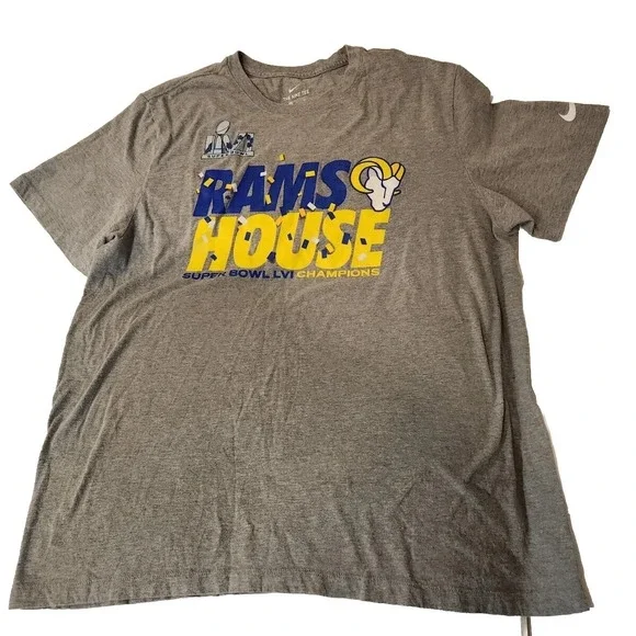 Nike T-Shirt Mens Extra Large Super Bowl Rams House LVI Champions Football Team‎