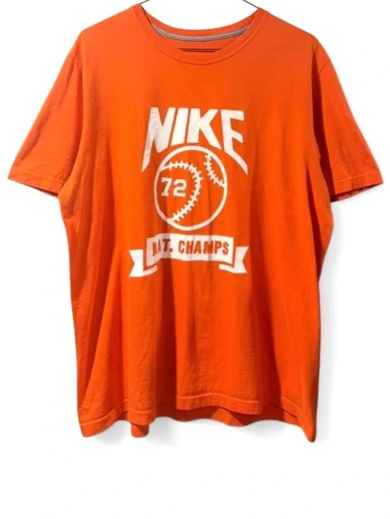 Y2K Nike Baseball Orange Graphic T-Shirt Size Men’s XL