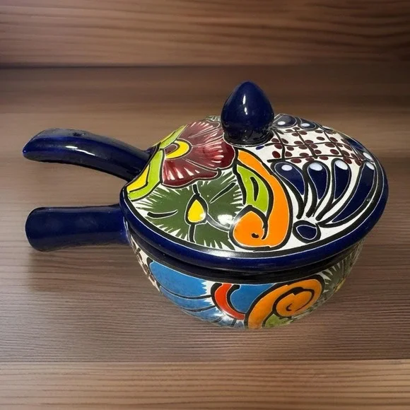 Castillo Family Talavera Mexican Butter Warmer Salsa Pot w/ Lid & Ladle