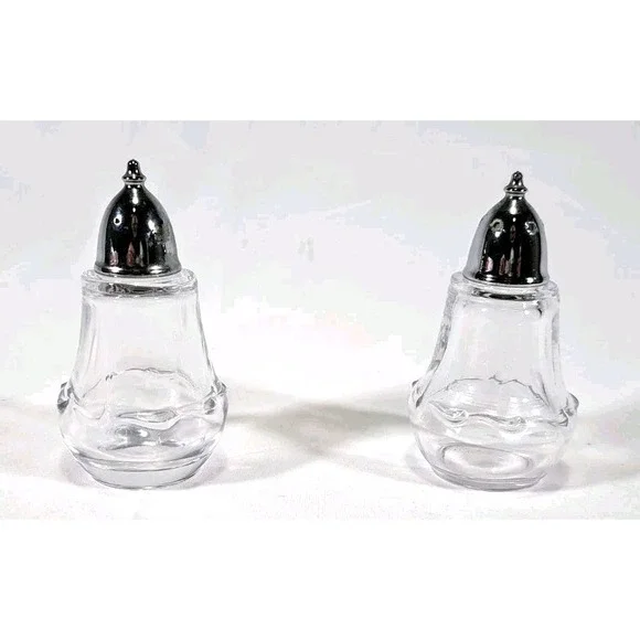 Vintage FOSTORIA Salt & Pepper Shaker Set Century‎ With Metal Lids - Circa 1950s