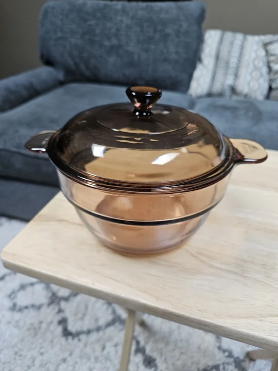 Corningware Amber Glass Covered Casserole with Handles