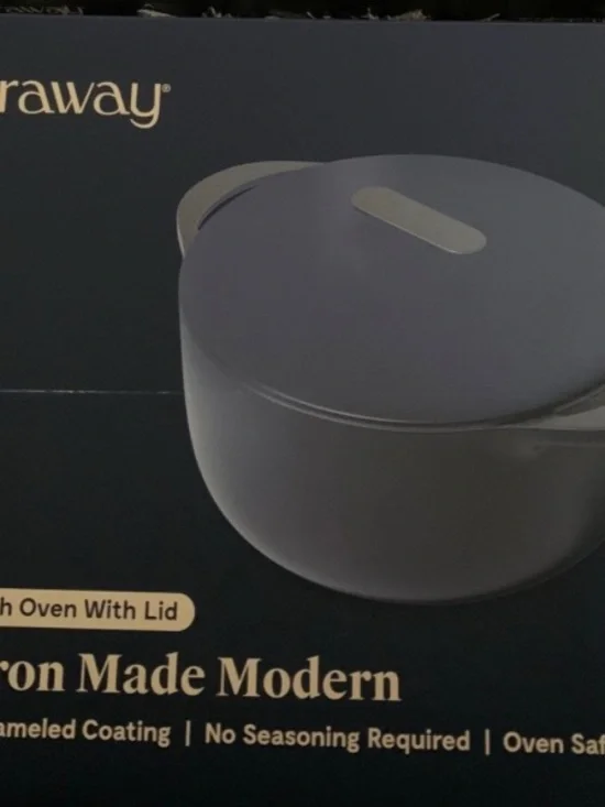 new caraway 6.5qt round Cast iron dutch oven midnight blue