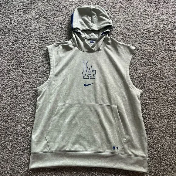Nike Los Angeles Dodgers Sleeveless Hoodie Sweatshirt Played Issued Mens Large