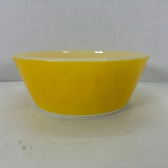 Vintage Fire King Yellow Milk Glass Bowl Heat Proof USA Shield Logo 5 Inch