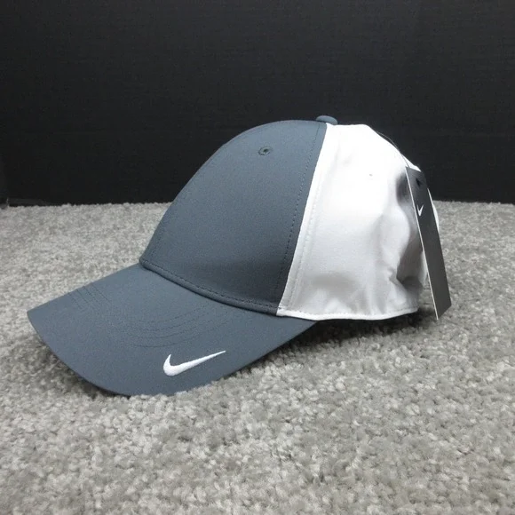 Nike Hat Cap Mens Strap Back Gray White Legacy 91 Drifit Baseball Running NEW