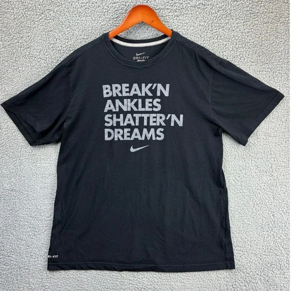 Nike Dri-Fit Basketball Graphic T Shirt Mens XL Black Breakn Ankles Activewear