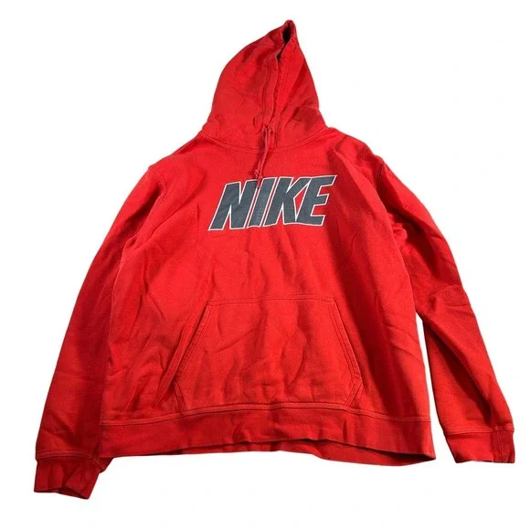 Nike Mens XXL Red Graphic Pullover Hoodie Sweatshirt Cotton Blend 3677