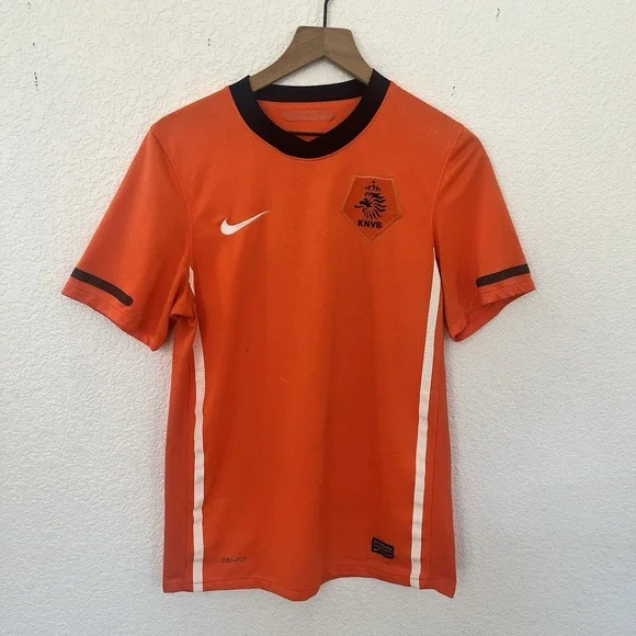 Nike Netherlands KNVB Authentic Dri-FIT Home Jersey Orange Small Lion Crest