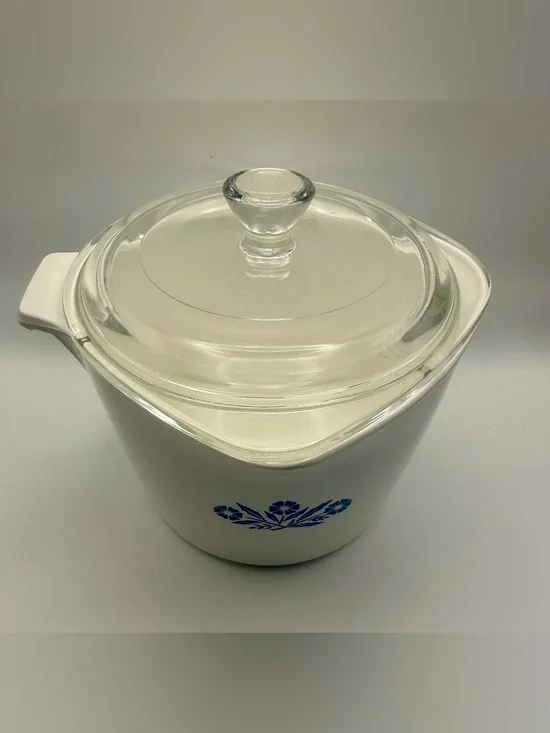 Vtg Corning Ware Blue Cornflower Sauce Maker 32 oz 4 Cup 1 Quart With Lid MINT