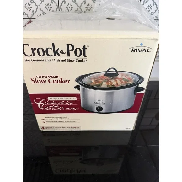 Rival Crock Pot Stoneware Slow Cooker Original 4 Quarts Ideal 3 To 4 People 3040