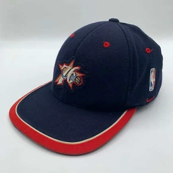 Philadelphia 76ers NBA Vintage Black Nike Stretch Fitted Hat Mens L/XL
