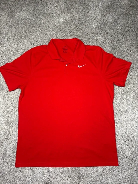 Nike Dri-Fit Red Men’s Polo with White Swoosh Size Xtra Large
