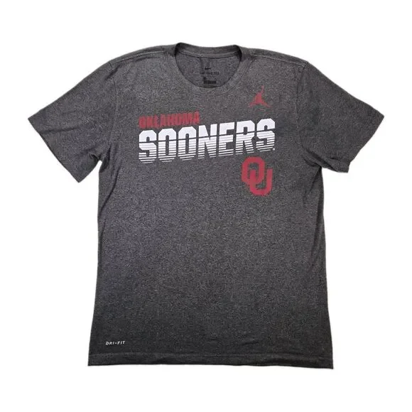 Mens Nike Jordan Oklahoma Sooners Dri-FIT Gray Performance T Shirt Medium OU